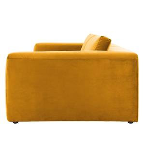 Grand canapé Big Cube Style Velours - Jaune moutarde - Largeur : 304 cm