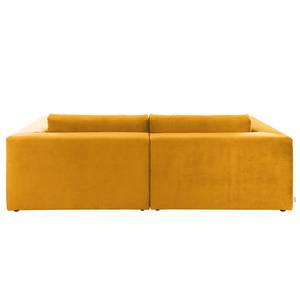 Grand canapé Big Cube Style Velours - Jaune moutarde - Largeur : 304 cm