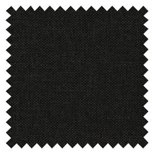 Zithoek Nordic Chic Geweven stof - Zwart - Longchair vooraanzicht links/Ottomaan rechts - In hoogte verstelbare hoofdsteun