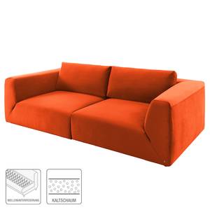 Grand canapé Big Cube Style Velours - Orange - Largeur : 304 cm
