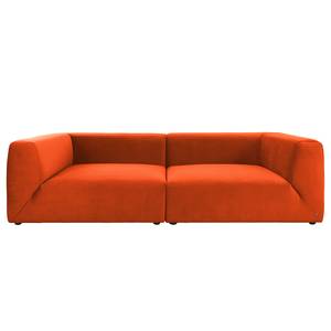 XXL-bank Big Cube Style Fluweel - Oranje - Breedte: 304 cm