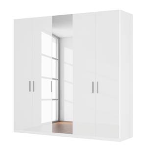 Drehtürenschrank SKØP XI Hochglanz Weiß/ Kristallspiegel - 225 x 222 cm - Comfort