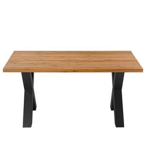 Eettafel Woodha X massief eikenhout/staal - Eik - Breedte: 160 cm - Zonder functie - Zwart