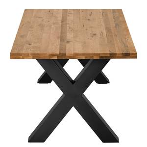 Table Woodha X Chêne massif / Acier - Chêne - Largeur : 140 cm - Sans rallonge - Noir