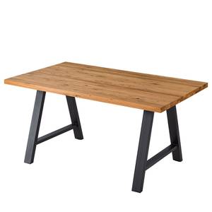 Eettafel Woodha A massief eikenhout/staal - Eik - Breedte: 160 cm - Zonder functie - Zwart