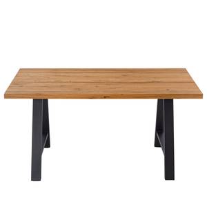 Eettafel Woodha A massief eikenhout/staal - Eik - Breedte: 160 cm - Zonder functie - Zwart