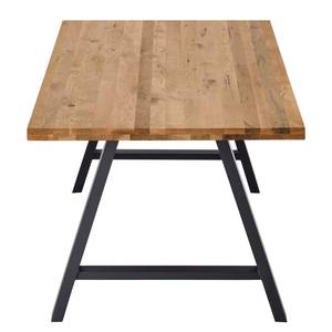 Eettafel Woodha A massief eikenhout/staal - Eik - Breedte: 160 cm - Zonder functie - Zwart