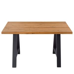 Table Woodha A Chêne massif / Acier - Chêne - Largeur : 140 cm - Sans rallonge - Noir