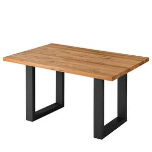 Eettafel Woodha U massief eikenhout/staal - Eik - Breedte: 140 cm - Zonder functie - Zwart