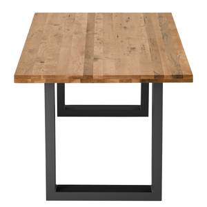Table Woodha U Chêne massif / Acier - Chêne - Largeur : 140 cm - Sans rallonge - Noir