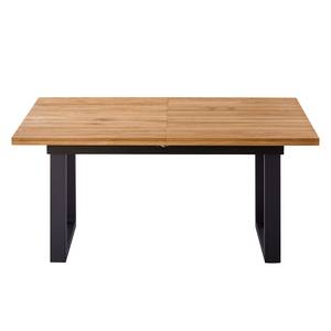 Table Woodha U Chêne massif / Acier - Chêne - Largeur : 160 cm - Avec rallonge centrale et plateaux insérés - Noir