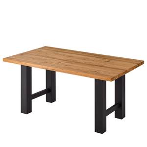 Table Woodha H Chêne massif / Acier - Chêne - Largeur : 160 cm - Sans rallonge - Noir