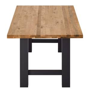 Eettafel Woodha H massief eikenhout/staal - Eik - Breedte: 160 cm - Zonder functie - Zwart