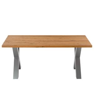 Table Woodha X Chêne massif / Acier - Chêne - Largeur : 180 cm - Sans rallonge - Argenté