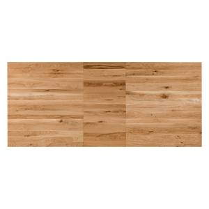 Eettafel Woodha A massief eikenhout/staal - Eik - Breedte: 180 cm - Met uitschuifbaar middengedeelte en inlegplaten - Zilver