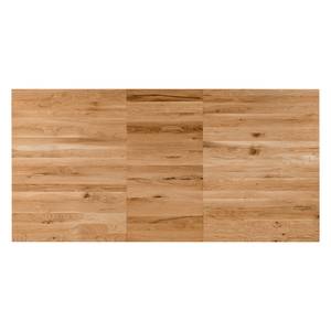Table Woodha A Chêne massif / Acier - Chêne - Largeur : 160 cm - Avec rallonge centrale et plateaux insérés - Noir
