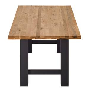 Table Woodha H Chêne massif / Acier - Chêne - Largeur : 180 cm - Sans rallonge - Noir