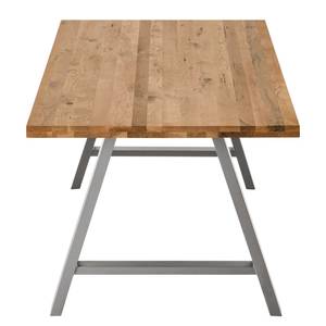 Table Woodha A Chêne massif / Acier - Chêne - Largeur : 160 cm - Sans rallonge - Argenté