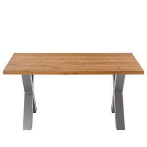 Table Woodha X Chêne massif / Acier - Chêne - Largeur : 160 cm - Sans rallonge - Argenté