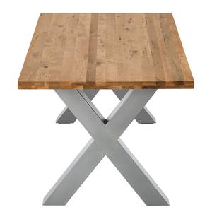 Table Woodha X Chêne massif / Acier - Chêne - Largeur : 160 cm - Sans rallonge - Argenté