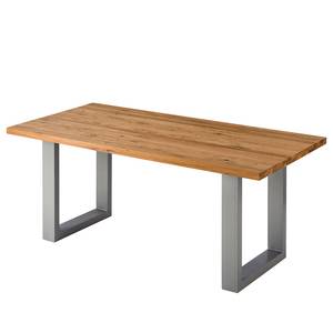 Table Woodha U Chêne massif / Acier - Chêne - Largeur : 180 cm - Sans rallonge - Argenté