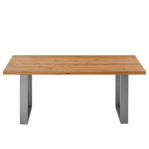 Table Woodha U Chêne massif / Acier - Chêne - Largeur : 180 cm - Sans rallonge - Argenté