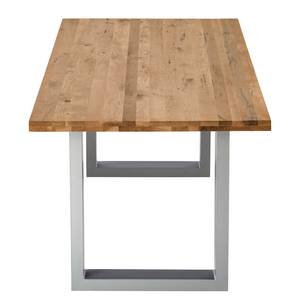 Table Woodha U Chêne massif / Acier - Chêne - Largeur : 180 cm - Sans rallonge - Argenté