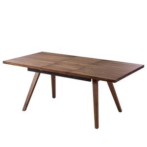 Table Woodha Skandi Acacia massif - Noyer - Largeur : 160 cm - Avec rallonge centrale et plateaux insérés