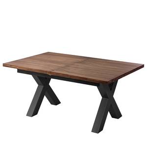 Table Woodha X Acacia massif / Acier - Noyer - Largeur : 160 cm - Avec rallonge centrale et plateaux insérés - Noir