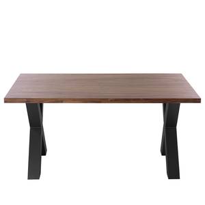 Eettafel Woodha X massief acaciahout/staal - Walnoot - Breedte: 160 cm - Zonder functie - Zwart