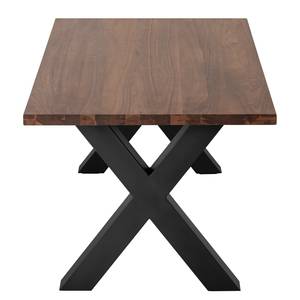 Eettafel Woodha X massief acaciahout/staal - Walnoot - Breedte: 160 cm - Zonder functie - Zwart