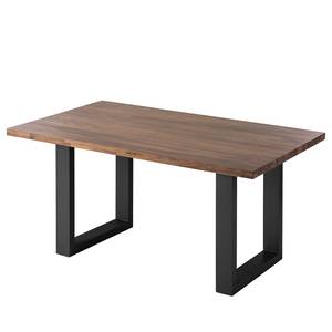 Table Woodha U Acacia massif / Acier - Noyer - Largeur : 160 cm - Sans rallonge - Noir