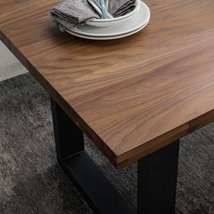 Table Woodha U Acacia massif / Acier - Noyer - Largeur : 160 cm - Sans rallonge - Noir