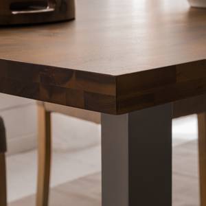 Table Woodha U Acacia massif / Acier - Noyer - Largeur : 160 cm - Sans rallonge - Noir