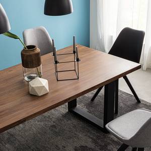 Table Woodha U Acacia massif / Acier - Noyer - Largeur : 160 cm - Sans rallonge - Noir