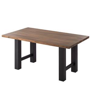 Table Woodha H Acacia massif / Acier - Noyer - Largeur : 160 cm - Sans rallonge - Noir