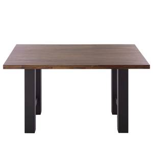 Table Woodha H Acacia massif / Acier - Noyer - Largeur : 140 cm - Sans rallonge - Noir