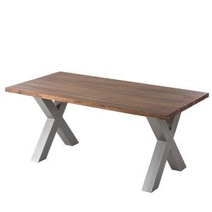 Table Woodha X Acacia massif / Acier - Noyer - Largeur : 180 cm - Sans rallonge - Argenté