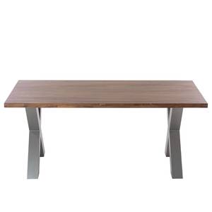 Table Woodha X Acacia massif / Acier - Noyer - Largeur : 180 cm - Sans rallonge - Argenté