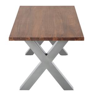 Eettafel Woodha X massief acaciahout/staal - Walnoot - Breedte: 180 cm - Zonder functie - Zilver