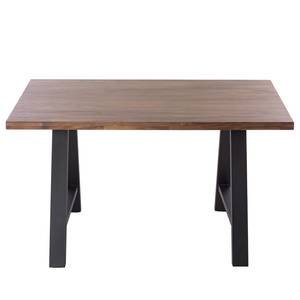 Eettafel Woodha A massief acaciahout/staal - Walnoot - Breedte: 140 cm - Zonder functie - Zwart