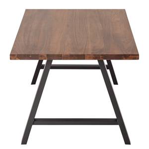 Table Woodha A Acacia massif / Acier - Noyer - Largeur : 140 cm - Sans rallonge - Noir