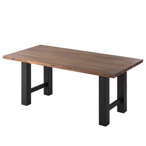 Eettafel Woodha H massief acaciahout/staal - Walnoot - Breedte: 180 cm - Zonder functie - Zwart