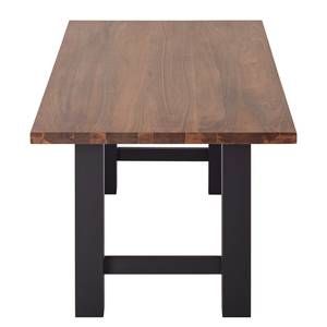 Eettafel Woodha H massief acaciahout/staal - Walnoot - Breedte: 180 cm - Zonder functie - Zwart