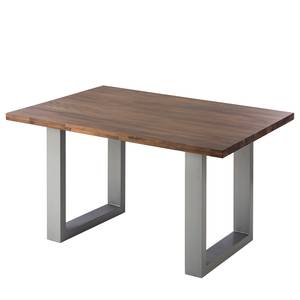 Table Woodha U Acacia massif / Acier - Noyer - Largeur : 140 cm - Sans rallonge - Argenté