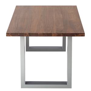 Table Woodha U Acacia massif / Acier - Noyer - Largeur : 140 cm - Sans rallonge - Argenté