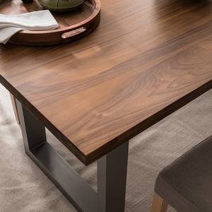 Table Woodha U Acacia massif / Acier - Noyer - Largeur : 140 cm - Sans rallonge - Argenté