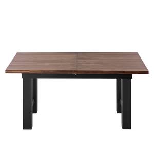 Table Woodha H Acacia massif / Acier - Noyer - Largeur : 160 cm - Avec rallonge centrale et plateaux insérés - Noir