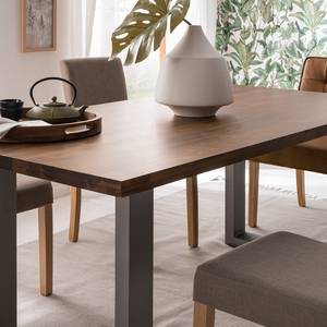Table Woodha U Acacia massif / Acier - Noyer - Largeur : 180 cm - Sans rallonge - Argenté