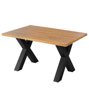Table Woodha X Hêtre massif / Acier - Hêtre - Largeur : 140 cm - Sans rallonge - Noir